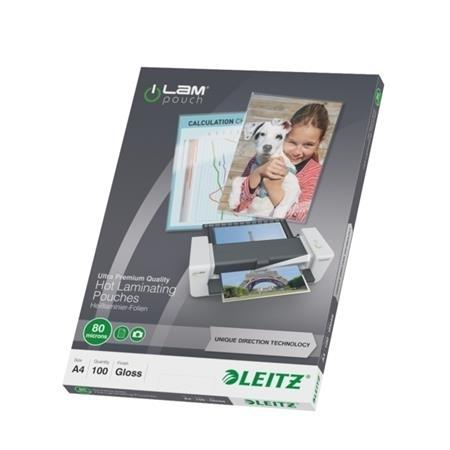 FUNDAS PLASTIFICAR ILAM A4 GLOSS 80 MICRAS (CJ.100) LEITZ