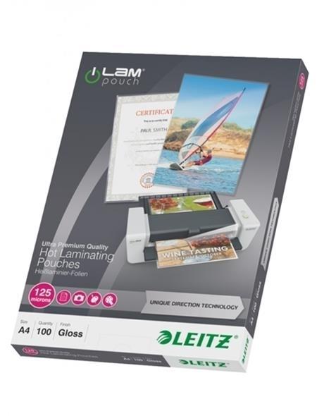 FUNDAS PLASTIFICAR A4 GLOSS 125 MICRAS (CJ.100) LEITZ