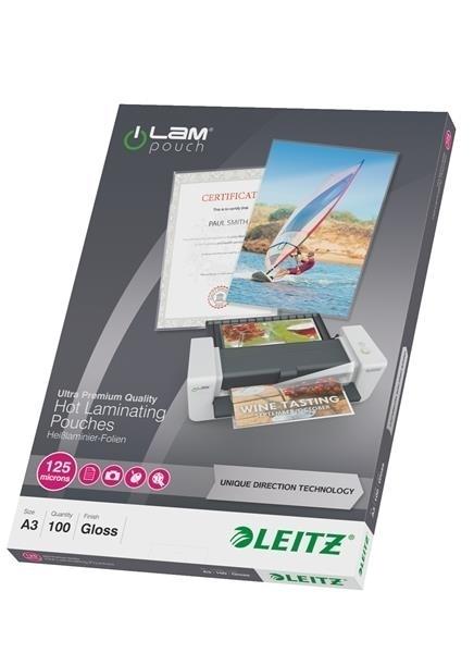 FUNDAS PLASTIFICAR A3 GLOSS 125 MICRAS (CJ.100) LEITZ