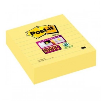 NOTAS ADHESIVAS POST-IT  SUPERSTICKY CANARY YELLOW LINEAS 101x101MM 3 BLOCS 70H  (70005271948)