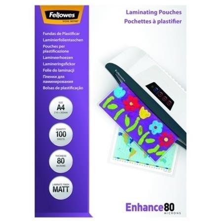 FUNDAS PLASTIFICAR 80 MICRAS MATE A4  (CJ.100) FELLOWES