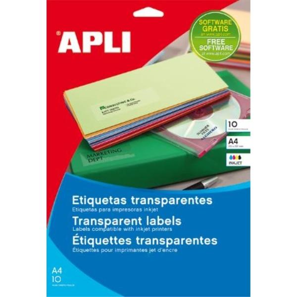 ETIQUETAS TRANSPARENTE A4 70x37 10H. 240U APLI