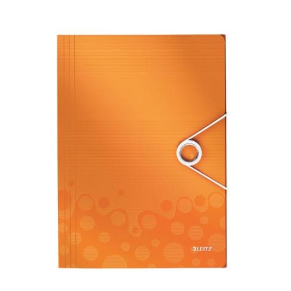 CARPETA GOMAS PP A4 SOLAPAS NARANJA WOW LEITZ