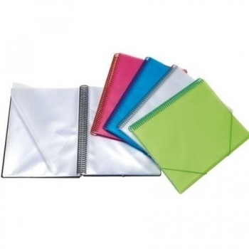 CARPETA FUNDAS MAXIPLAS A4 ESPIRAL 40 FUNDAS TRANS VERDE GRAFOPLAS