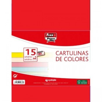CARTULINAS PACK 15 H 180GR A4 ROJO CARMIN GRAFOPLAS