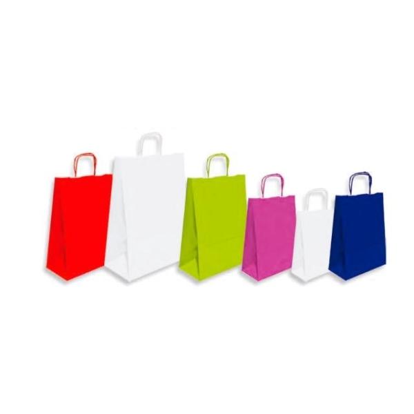 BOLSA PAPEL KRAFT CELESTE 24x32x10CM 25UDS.