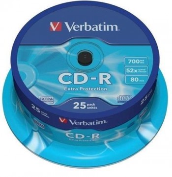 CD-R VERBATIM 700Mb 52X Printable (Tarrina 25 Ud)