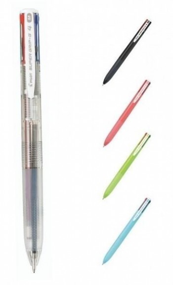 BOLIGRAFO RETRÁCTIL 4 COLORES SUPERGRIP G CUERPO TRANSPARENTE PILOT