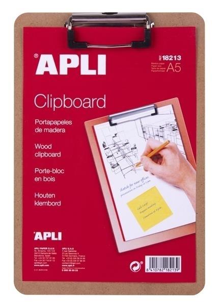 CLIPBOARD MADERA A5 155 X 225MM APLI