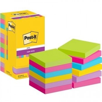 NOTAS ADHESIVAS POST-IT  SUPER STICKY 76 X 76 MM SURTIDOS ULTRA 654-12SSUC POST-IT