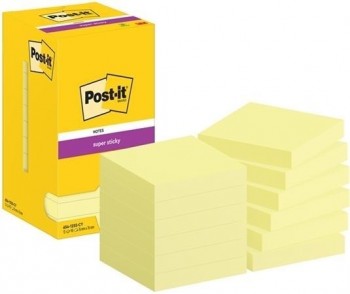 NOTAS ADHESIVAS POST-IT  SUPER STICKY 76 X 76 MM SIN ENCELOFANADO INDIVIDUAL 654-12SSCY-EU POST-IT