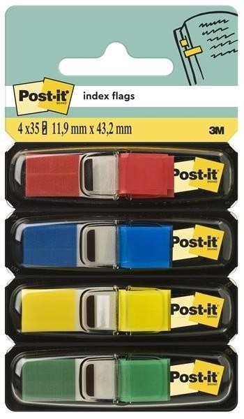 PACK 4 DISPENSADORES DE BANDERITAS POST-IT  INDEX 11,9 X 43,2 MM COLORES SURTIDOS 683-4 POST-IT