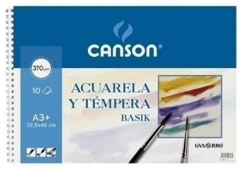 BLOCK DE DIBUJO GUARRO-CANSON ACUARELA Y TEMPERA BASIK 370G A3+10H